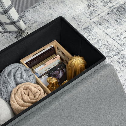 HOMCOM Aufbewahrungshocker, Polsterbank mit Stauraum und Deckel für Wohnzimmer, Schlafzimmer, Flur, Dunkelgrau