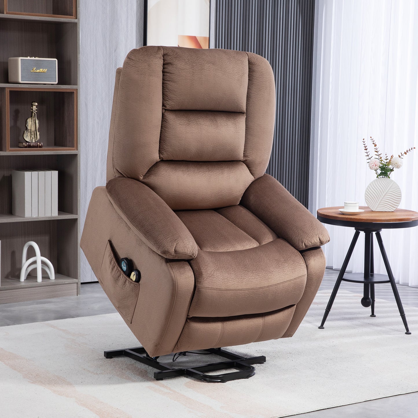 HOMCOM Aufstehsessel mit Massagefunktion, 90x93x110cm, Braun