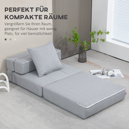 HOMCOM Relaxsessel Liegesessel Sessel mit Bettfunktion, inkl. 1 Kissen, 70 cm x 70 cm x 61 cm, Hellgrau