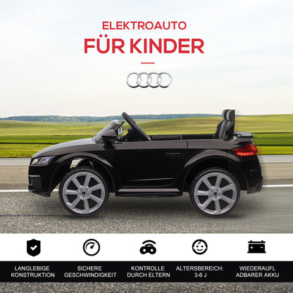 HOMCOM Kinder-Elektroauto Audi, mit 2,4G Fernbedienung, Musik, Hupe, LED, USB, für Kinder 3-5 Jahre, Schwarz