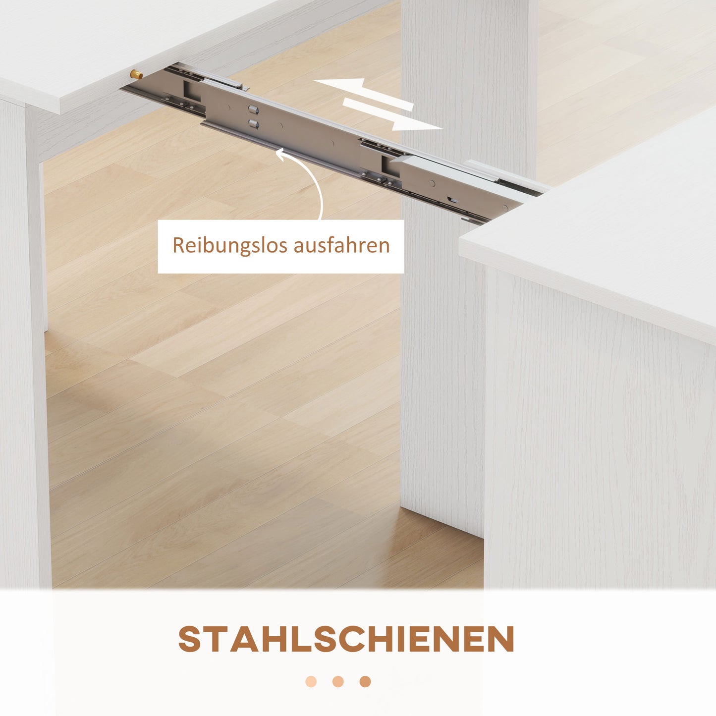 HOMCOM Esstisch, Klapptisch, ausziehbarer Küchentisch, Esszimmertisch, Spanplatten, 60-180 x 85 x 75 cm, Weiß
