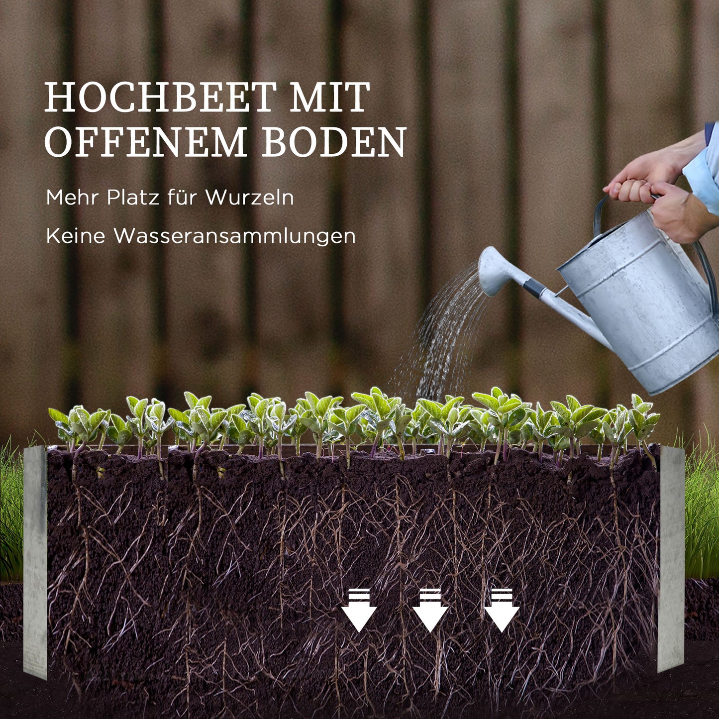 Outsunny Hochbeet, Gewächshaus, 3-tlg.-Set, mit Rankgitter, Kunststoffabdeckung, 53 x 53 x 90 cm