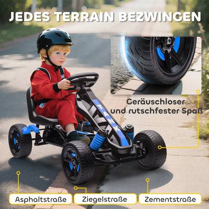 AIYAPLAY Gokart mit Pedalen, Tretauto für Kinder mit Bremse, rutschfeste Räder, Metallrahmen, 3-6 Jahre, Blau