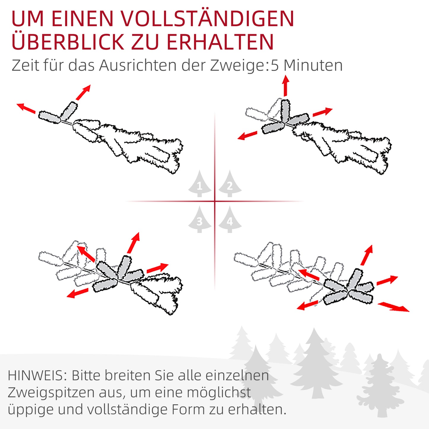 HOMCOM Weihnachtsbaum 92 سم، LED-Lichter، Schneezweige، Tannenzapfen، flammenhemmend، Betonfuß