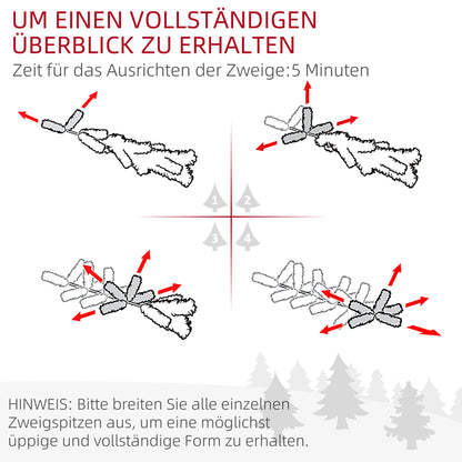 HOMCOM Weihnachtsbaum 92 سم، LED-Lichter، Schneezweige، Tannenzapfen، flammenhemmend، Betonfuß