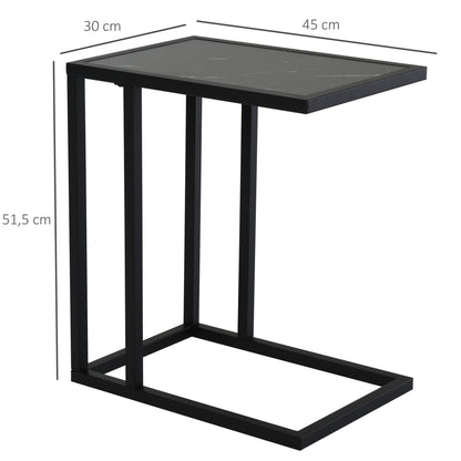 HOMCOM Beistelltisch, C-förmig, platzsparend, Nachttisch/Couchtisch, Marmoroptik, 45 x 30 x 51,5 cm