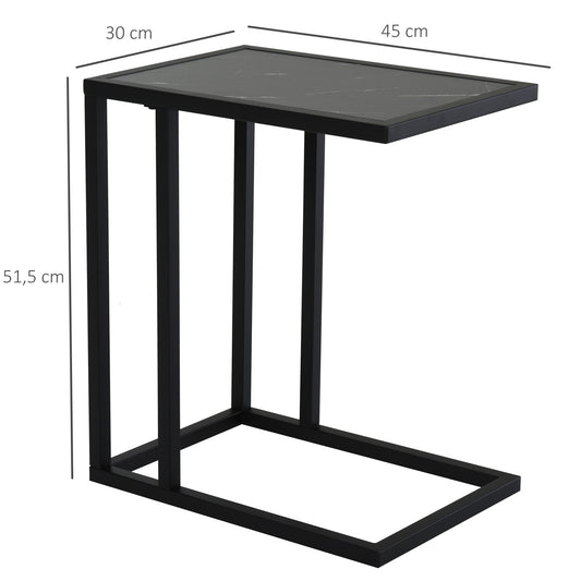 HOMCOM Beistelltisch, C-förmig, platzsparend, Nachttisch/Couchtisch, Marmoroptik, 45 x 30 x 51,5 cm