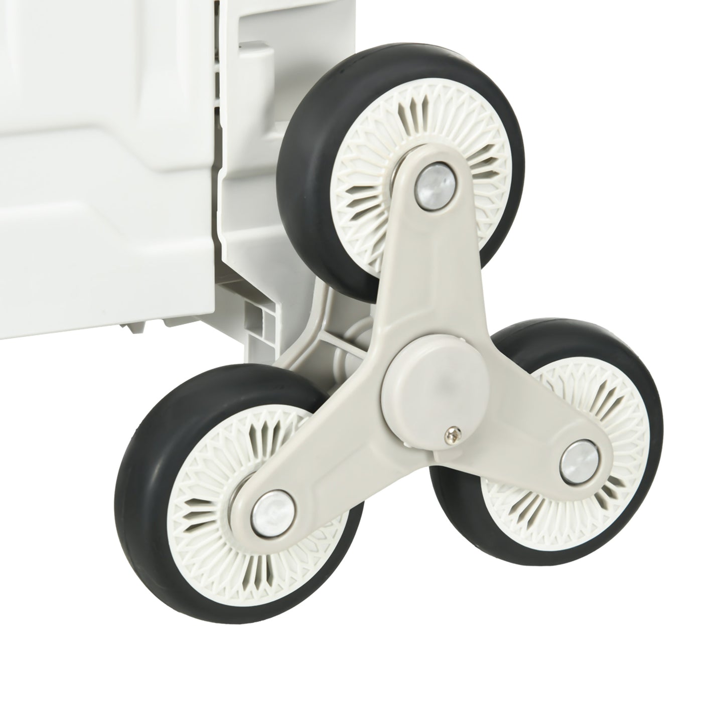 HOMCOM Einkaufstrolley Treppensteiger Mobil Transportbox, klappbar, Teleskopgriff, bis max. 65 Kilo belastbar, Weiß