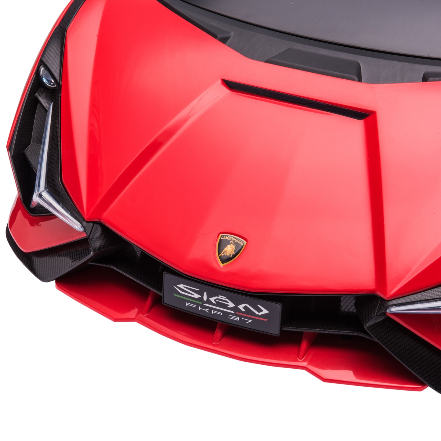 HOMCOM Kinderfahrzeug 12V 2 Fahrmodi Lamborghini SIAN SUV-Auto-Spielzeug Elektroauto mit Fernbedienung Musik(MP3/USB) Licht 37-60 Monate Metall Rot 108 x 62 x 40 cm