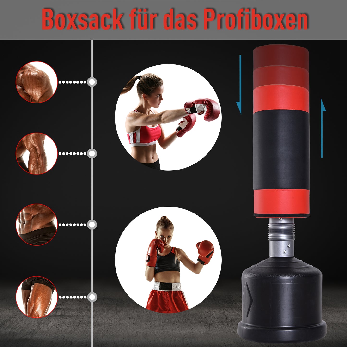 HOMCOM Standboxsack höhenverstellbar mit Federung Rot