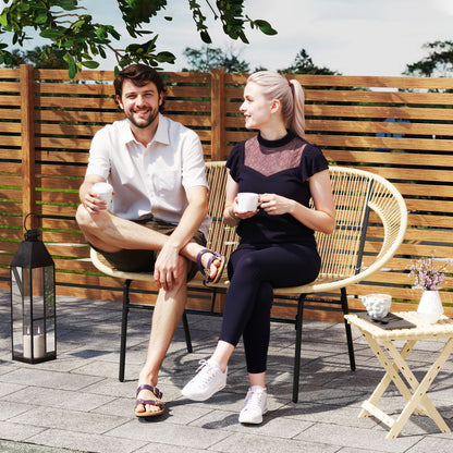 Outsunny 2-Sitzer Gartenbank Polyrattan، Wetterfest Sitzbank im Rattanflecht-Design، UV-Beständig 260kg belast Khaki