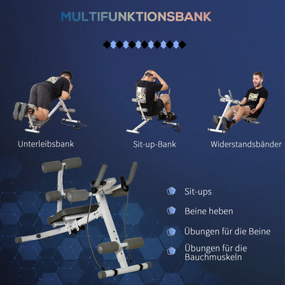 HOMCOM 2-in-1 Trainingsgerät für Sit-ups, mit LCD-Monitor, Fitness-Gerät für Zuhause, Stahl, Kunstleder
