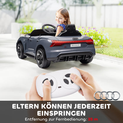 HOMCOM Kinder-Elektroauto mit Fernbedienung, Sicherheitsgurt, Hupe, Musik, Scheinwerfer, bis 5 km/h, 3-5 Jahre, Grau