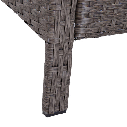 أوتسوني 5-TLG. Polyrattan Gartenmöbel Sitzgruppe Gartenset Sofagarnitur Garnitur Lounge mit Kissen Dunkelgrau 2 x Sessel 1 x Couchtisch 2 x Hocker