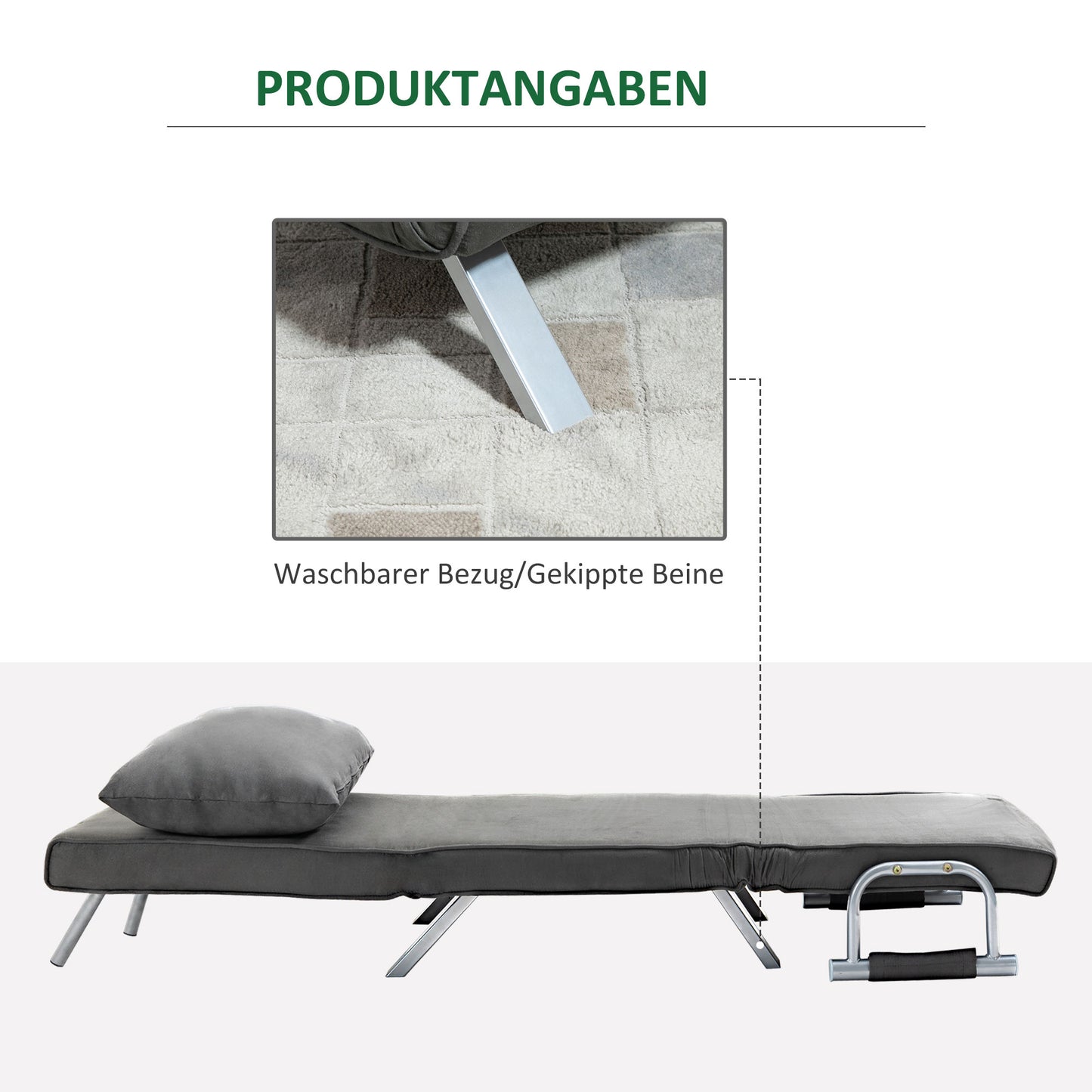 HOMCOM 3-in-1 Schlafsofa, Gästebett, Sessel inklusive Kissen, Schwarz