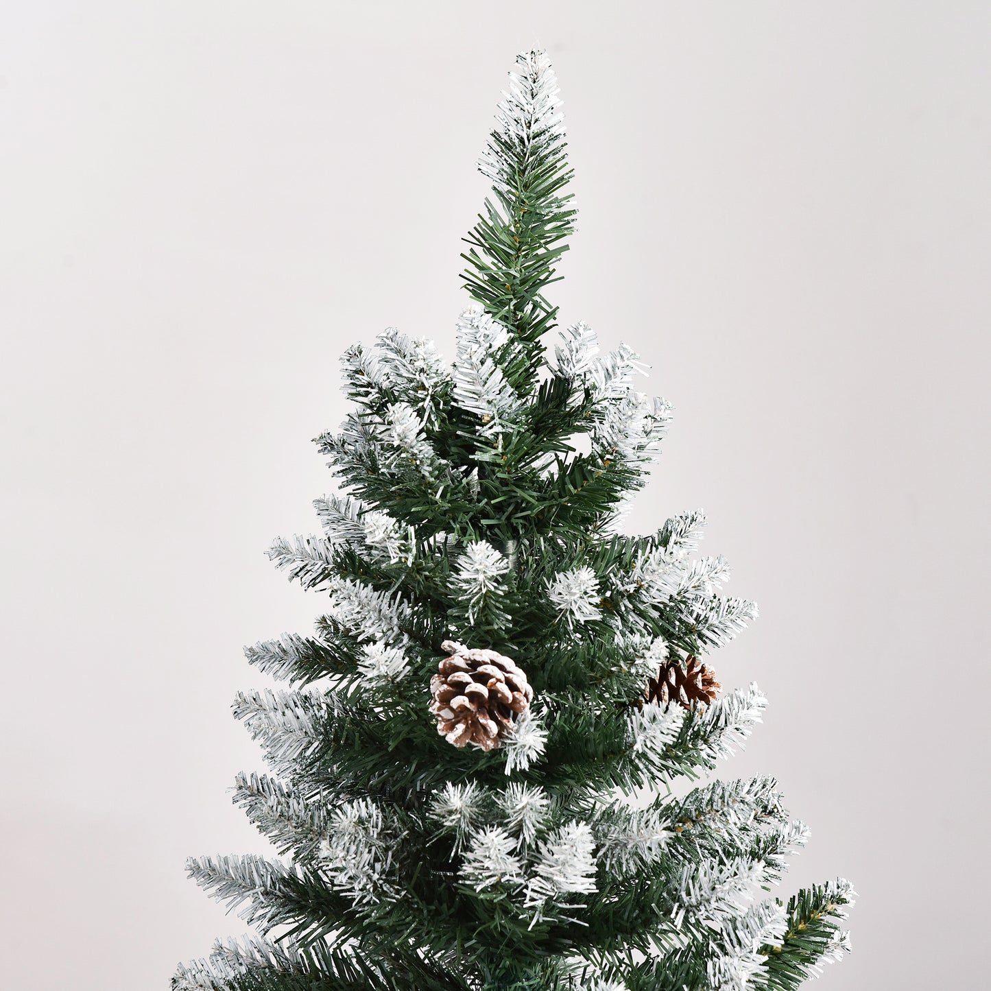 HOMCOM Künstlicher Weihnachtsbaum, 630 Zweige, 37 Zapfen, verschneite Spitzen, feuerfest, 150 cm