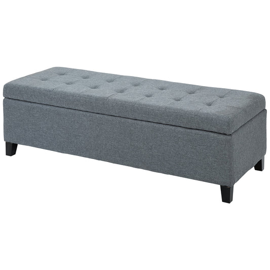 HOMCOM Sitzbank mit Stauraum, Ottomane, Flurbank, Knopfheftung,125,1 cm x 48,9 cm x 41,3 cm, Grau