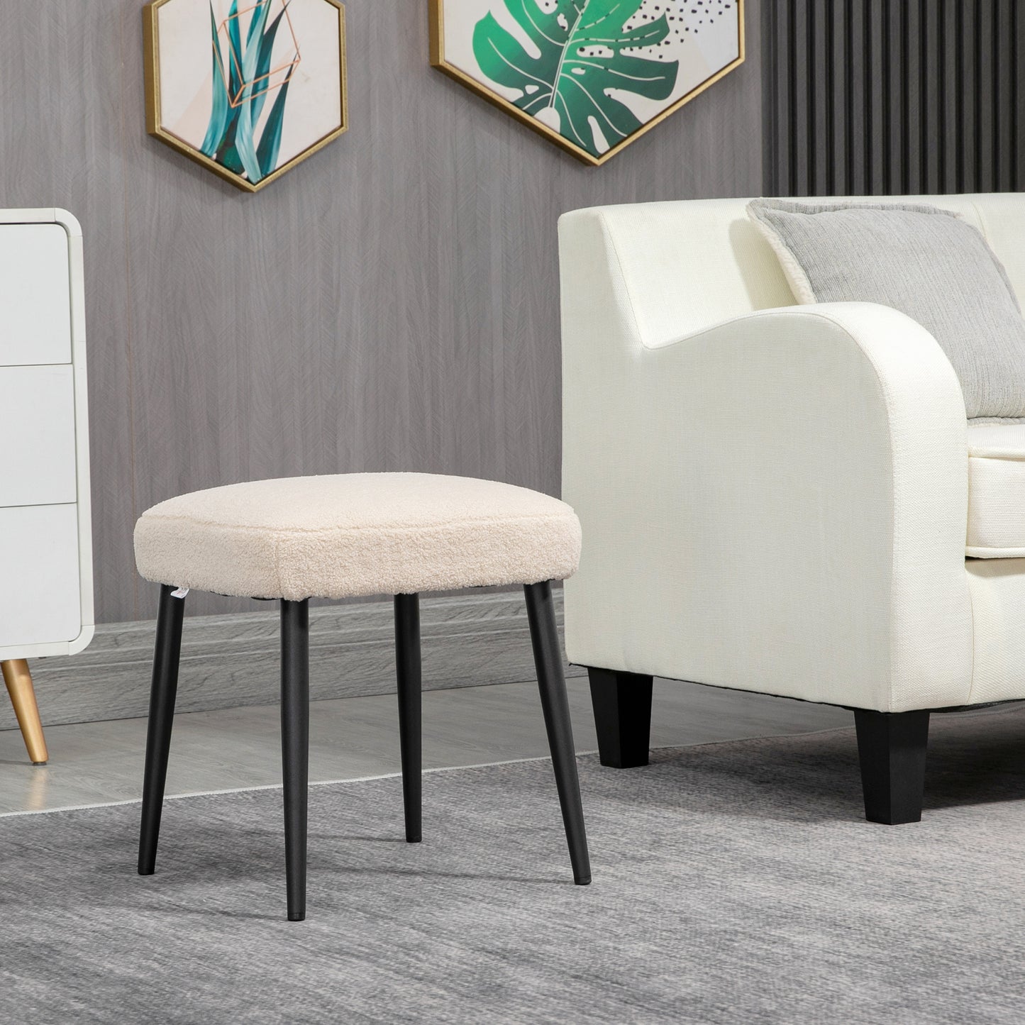 Aosom Hocker, Sitzhocker, Teddy, Fußhocker, Beige