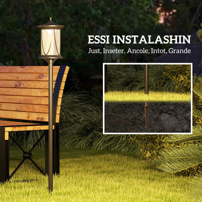 Outsunny Solar-Außenleuchte, LED, Automatikbetrieb, wetterfest, 6h Leuchtdauer, 17B x 17T x 127Hcm, Schwarz