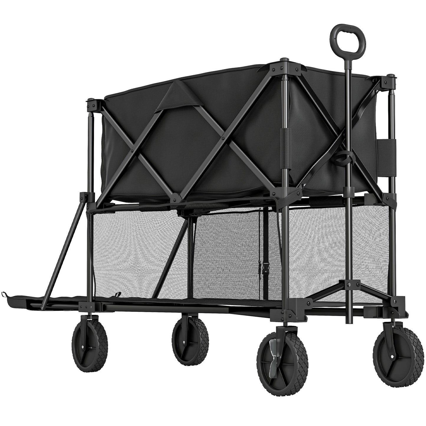 Outsunny Gartenwagen 200 kg belast zweistufige Transportwagen mit herausnehmbare Plane 369,5 Liter Schwarz