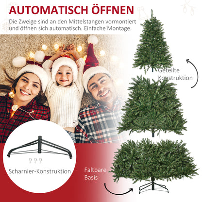 HOMCOM Weihnachtsbaum، 700 مصباح LED دافئ، 2154 Zweige، flammhemmend، Kunststoff/Metall، 210 x 142 سم، Grün