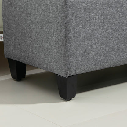 HOMCOM Sitzbank، Polsterbank mit Stauraum، leinenartiges البوليستر، Kautschukholz، 100 × 40 × 44 سم، Hellgrau
