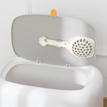 PawHut Katzenklo mit Deckel Katzentoilette mit Haube Schaufel Gitterboden XXL Katzentoilette für Katzen bis 5 كجم 55 × 40 × 39 سم أبيض
