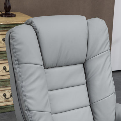 HOMCOM Relaxsessel mit Hocker, Liegesessel, drehbar, neigbare Lehne, Lederoptik, bis 130 kg, Grau