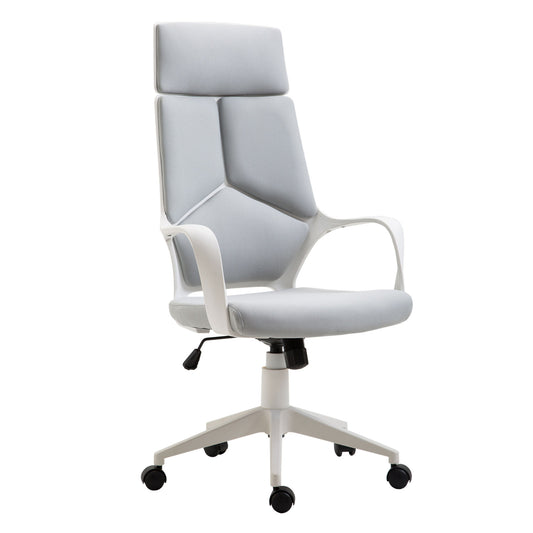 HOMCOM Ergonomischer Bürostuhl, Netz-Gewebe, höhenverstellbar, drehbar, rollbarer Schreibtischstuhl, Grau+Weiß