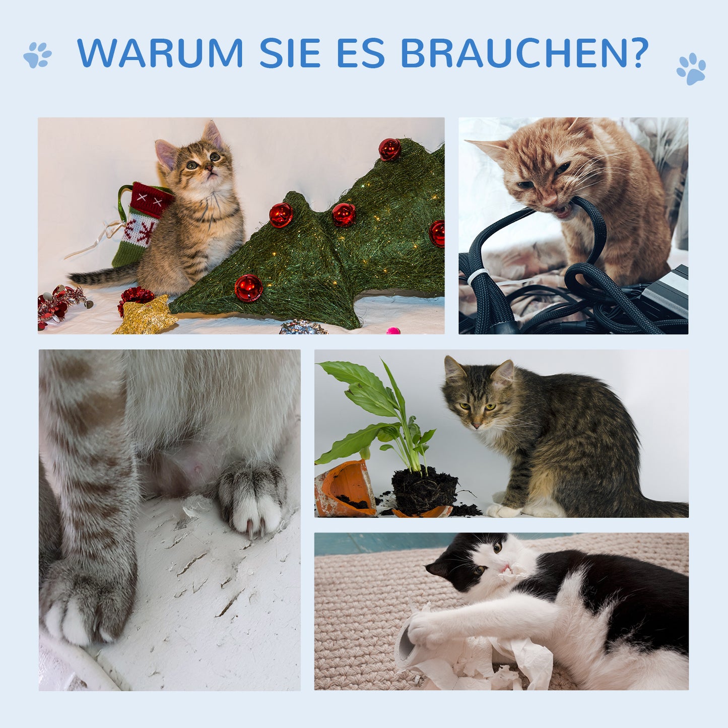 PawHut Katzenkratzbaum Katzenbaum Katzenspielzeug Kletterbaum Sisal Polster Liegefläche mit Ball Grau 71,5 x 49,5 x 120 cm