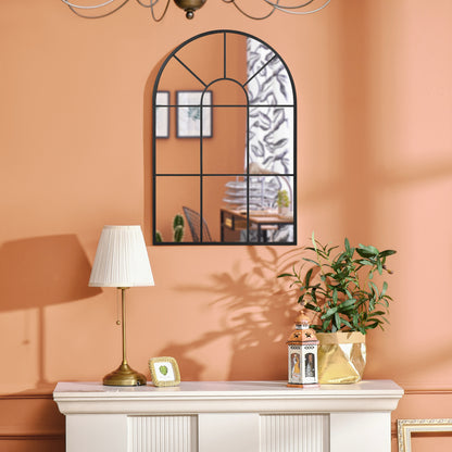 HOMCOM Fensterspiegel mit Metallrahmen, 91 cm x 2 cm x 60 cm Schwarz