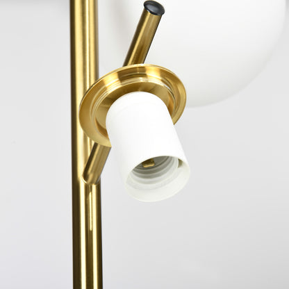 HOMCOM Stehleuchte im Retro-Design, Stehlampe, Stehlampe mit 3 Lampenschirmen, Glas, Gold