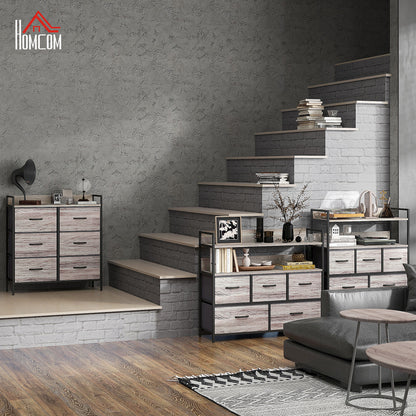 HOMCOM Stoff-Kommode, 6 faltbare Schubladen, Regal, Stahlrahmen, 79 x 29 x 85, Grau