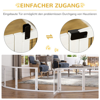 PawHut Absperrgitter für Hunde, klappbar, 432 x 36 x 70 cm, Kiefernholz, Weiß