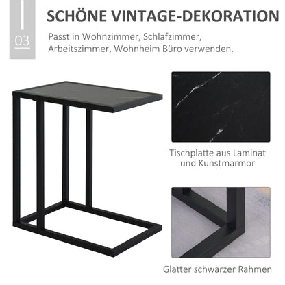HOMCOM Beistelltisch, C-förmig, platzsparend, Nachttisch/Couchtisch, Marmoroptik, 45 x 30 x 51,5 cm