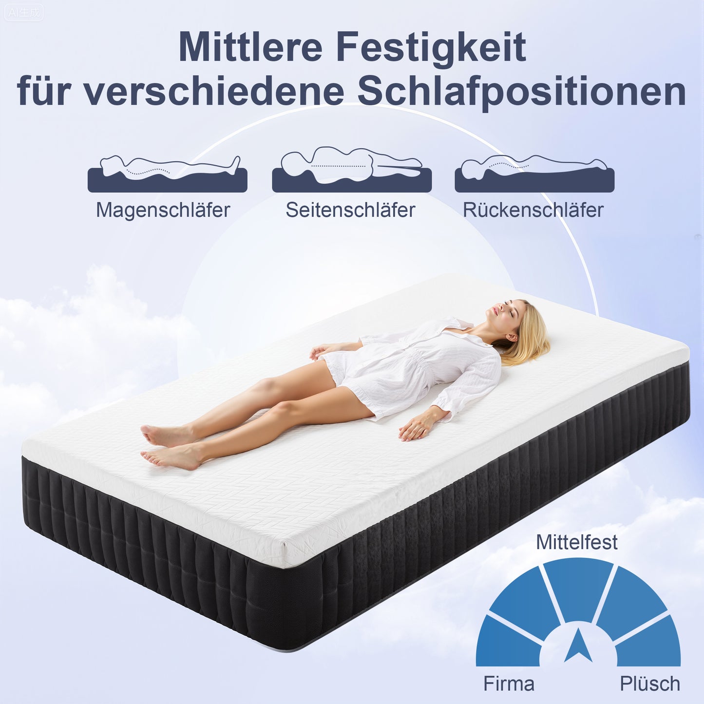 HOMCOM Ergonomische Matratze, Gedächtnis-Schaumstoff, 7-Zonen-Unterstützung, Taschenfedern