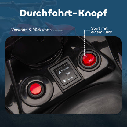 AIYAPLAY Kinder Quad Elektro 6V Kinderquad mit Vorwärts-, Rückwärtsfunktion, Musik, LED-Scheinwerfer Rot
