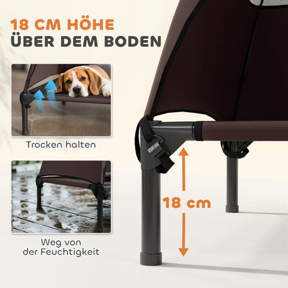 PawHut Hundeliege Outdoor mit Dach, Erhöhtes Hundebett für Große Hunde, 91 x 76 x 90 cm, Kaffee