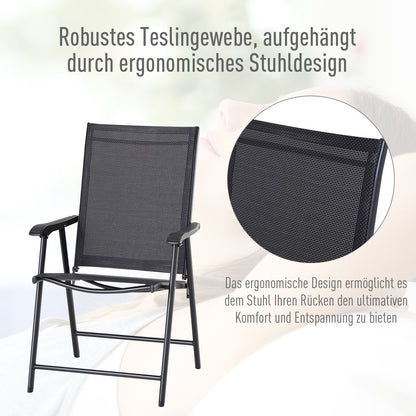 Outsunny Klappstuhl mit Armlehne 2er Set Campingstuhl Angelstuhl Metall Schwarz 58 x 64 x 94 cm