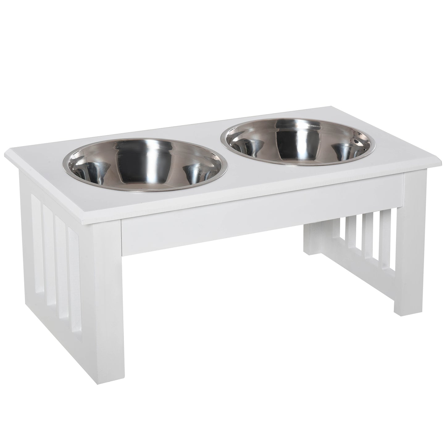 PawHut Hunde-Futterstation, rutschfest, 44 x 24 x 15cm, Weiß, 0,9L pro Napf