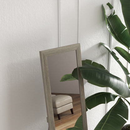 HOMCOM Standspiegel Bodenspiegel Wandspiegel, inkl. Wandbefestigung, Holzoptik, 37 cm x 40 cm x 155 cm, Braun