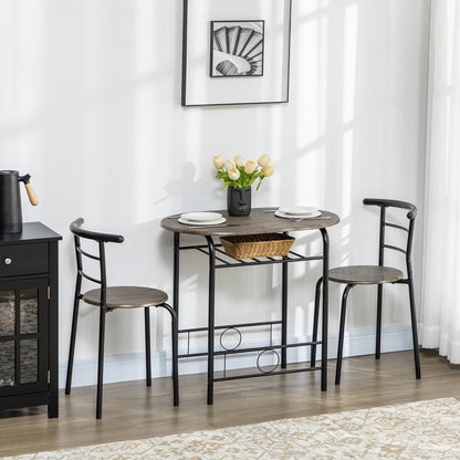 HOMCOM Bistro-Set Esstisch Küchentisch mit Stühlen Set, 1 Tisch, 2 Stühle, 80 cm x 53 cm x 74,5 cm, Schwarz