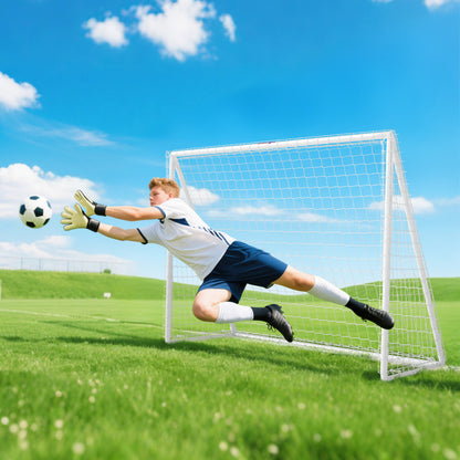 SPORTNOW Fußballtor، Robustes Netz، Kunststoff-Rahmen، Heringe، 240L x 90B x 180H سم، Weiß