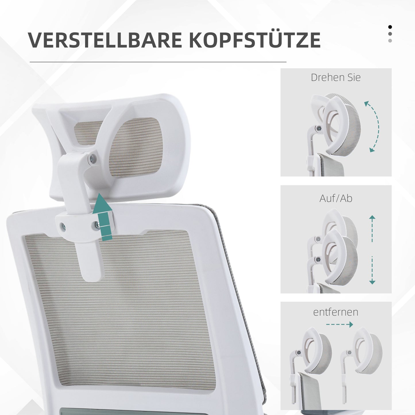 Vinsetto Bürostuhl Schreibtischstuhl Office-Stuhl، höhenverstellbar، 1 Kopfstütze، 58 × 61 × 119 سم. شوارتز