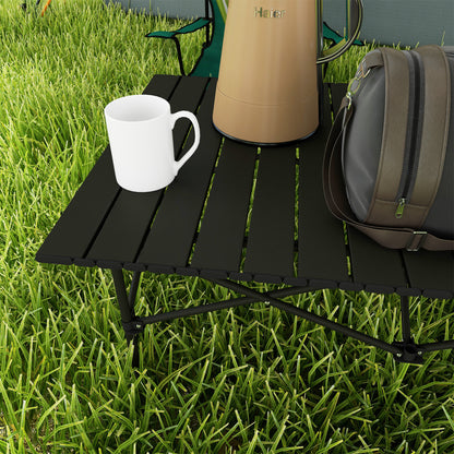 Outsunny Campingtisch Klapptisch mit Aufrollbare Tischplatte Gartentisch aus Aluminium 2 Personen 95 x 55cm Schwarz