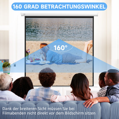 HOMCOM Beamer-Leinwand, 1:1 Format, Fernbedienung, 172 x 172 cm (96 Zoll), Weiß