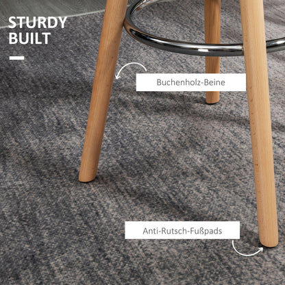 HOMCOM 2er-Set Barhocker Barstühle Skandi-Design، Fußtstütze، 38,5 سم × 42,5 سم × 91 سم، Natur + Weiß
