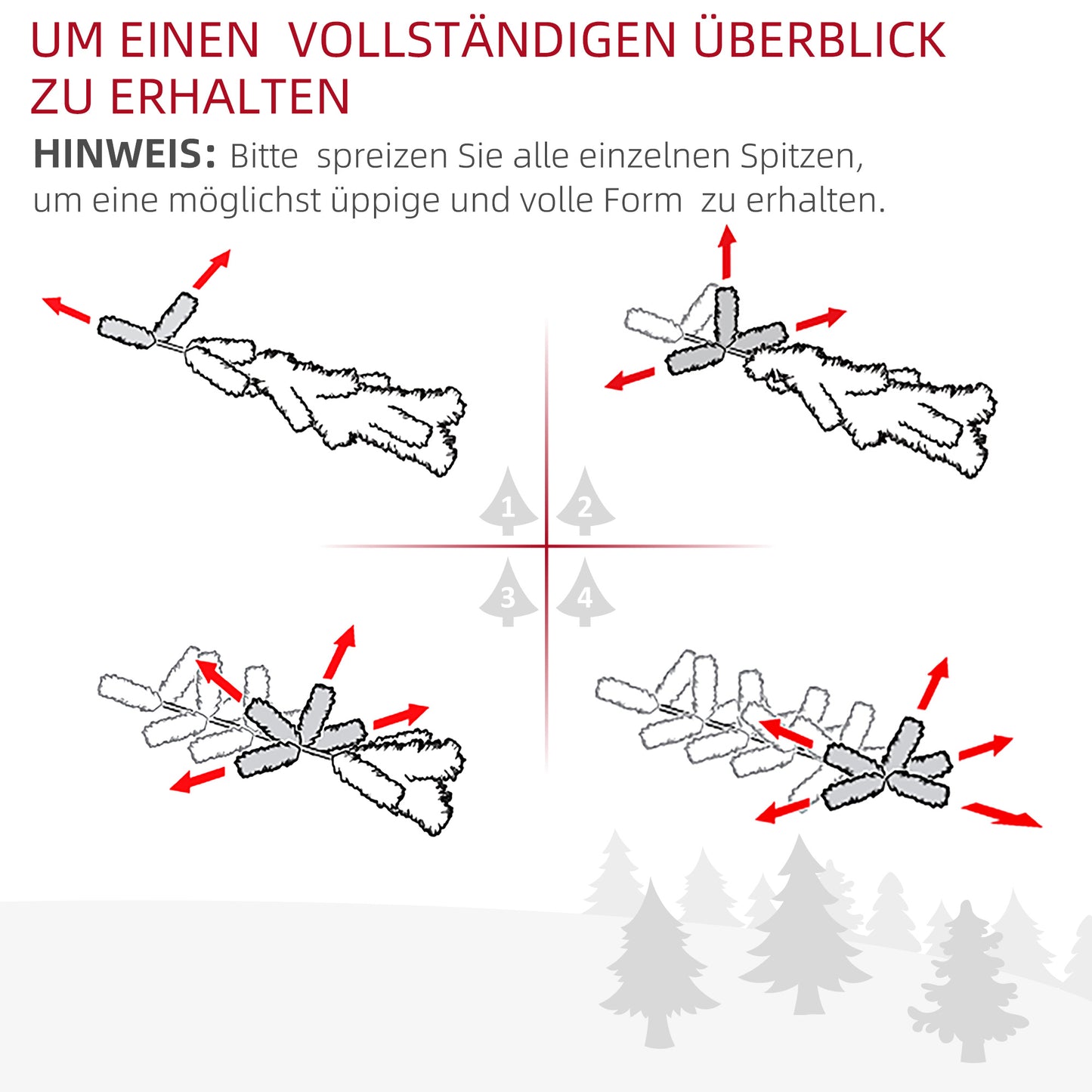 HOMCOM Weichnachtsbaum künslicher Weihnachtsbaum Christbaum, LED-Lichter, Sternspitze, 66 cm x 66 cm x 120 cm, Grün
