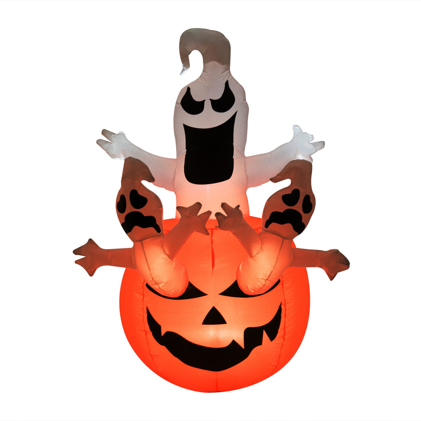 HOMCOM Aufblasbarer Kürbis Geist Gespenst Halloween Deko Figur Luftfigur mit LED Beleuchtung, Polyester, 120x120x180cm