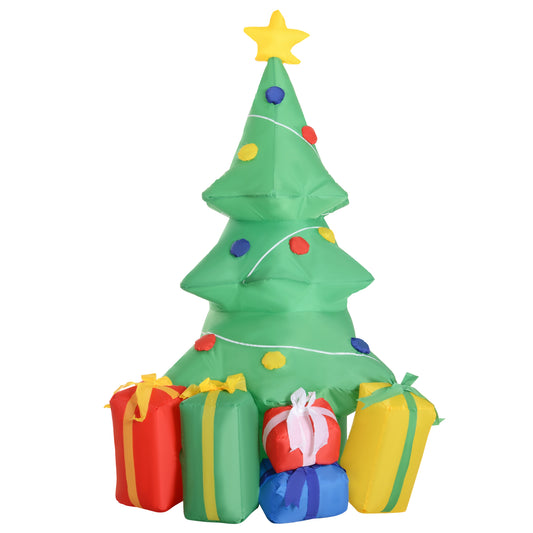 HOMCOM Aufblasbare Weihnachtsdekoration mit LED-Licht, Geschenken, 150 cm Wasserdicht für Weihnachtsfeiern